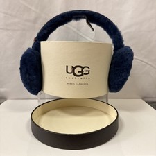 Ugg Sheepskin Navy Blue Fluffy Ear Muffs Boxed