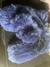 Ladies Blue Mittens On A String