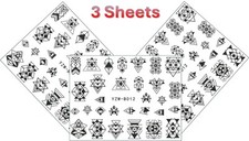 3 Sheets of Nail Art Water Decals Stickers Transfers , Jewellery Triangles