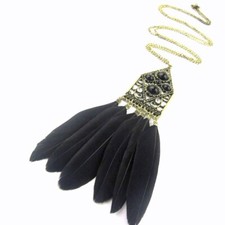 Vintage dream catcher style feather pendant necklace