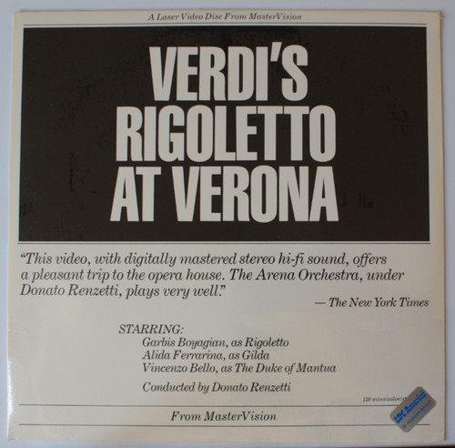 Verdi rigoletto laser disc - rigoletto,