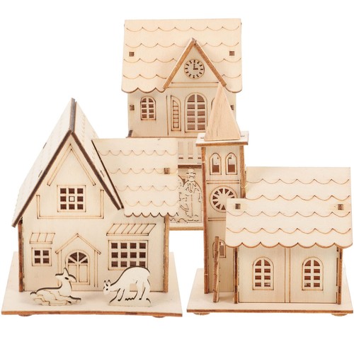 Wooden miniature village house - miniature,