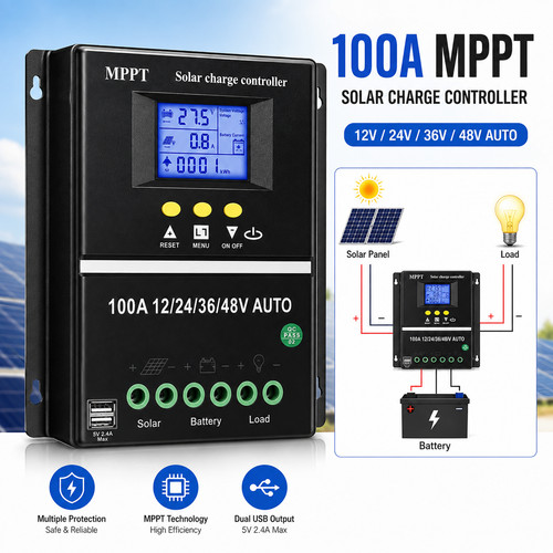 Dual usb 100a mppt - usb, solar
