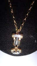 925 Silver Gold Plated 3D F1 Necklace Formula 1 Car Motor Racing Driver Gift