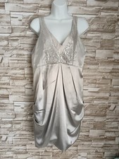 Womens Dress Evening Ball Gown Prom Cocktail Party Short Silver Dress Size 14 Uk