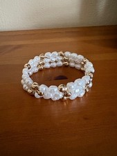 Mood, set of 3, Gold & Pearl stretch bracelets.