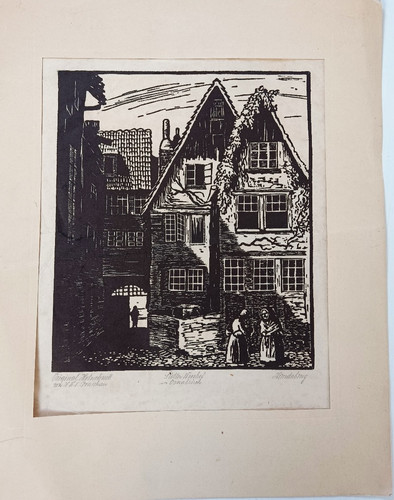 Vintage woodcut print original - vintage,