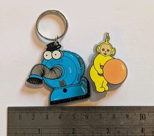 Vintage Teletubbies Keyring And Pin Badge Noo Noo &  Laa Laa