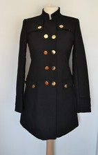 ZARA NEW BLACK MILITARY STYLE COAT JACKET GOLD BUTTONS SIZE XS REF. 8455/608