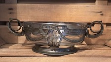 Vintage Aged Glass Bowl in Metal Stand #SP306