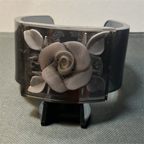 Grey lucite cuff bracelet - grey,