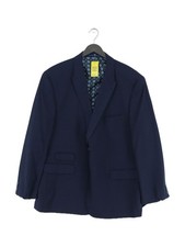 Fellini Men's Blazer Chest: 48 in Blue Polyester with Spandex, Viscose Overcoat