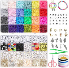 7048 Pcs Clay Beads Bracelet Making Kit with Letter & Smiley Face Beads and Pend