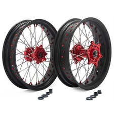 17" Supermoto Wheels Red Hub