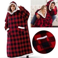 Unisex Adult Hooded Oversized Hoodie Blanket Sherpa Lined Fleece Super Warm Soft