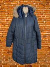REGATTA NAVY BLUE PUFFER JACKET COAT SIZE UK 16 WOMENS LONG LENGTH FULL ZIP HOOD