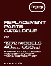 Triumph Bonneville 650 Parts Book 1972 T120 Tiger Trophy 650 USA Motorcycles