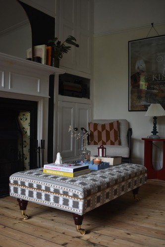 Upholstered footstool ottoman - upholstered, footstool/ottoman
