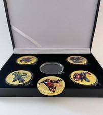 Marvel Superheroes Hulk x5 Gold Plated Complete Coin Set In A Display Box