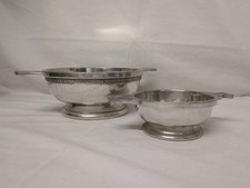 Two Scottish Pewter Quaich with Celtic Knot Designed Handles