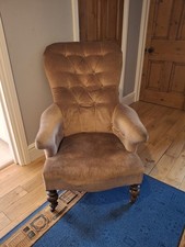 Antique Victorian Button Back Chair Fireside Nursing Seat Armchair Howard Style