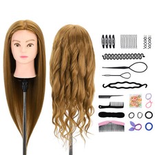 24'' 50% Real Hair Training Head Hairdressing Cosmetology Manikin Mannequin Doll