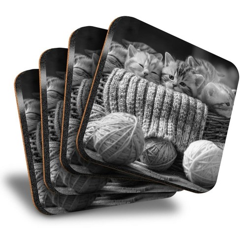Set square coasters bw - of,