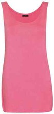 LADIES/WOMEN'S SCOOP NECK SLEEVELESS STRETCH PLAIN LONG VEST TOP