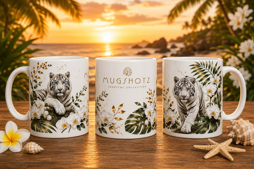 Artistic tropical white tiger - artistic,