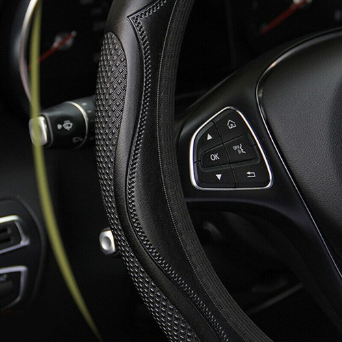Black leather car steering - black,