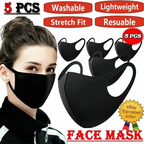 Black face masks reusable - 5x,
