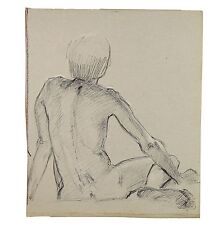 Short haired Sitting Female Model Nude Rear View Life Drawing 1950 Stella Rash