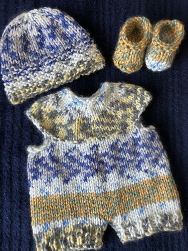 Hand knitted dolls outfit - hand,