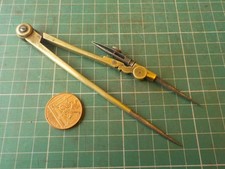 Antique Brass Compass Dividers Calipers Tool.