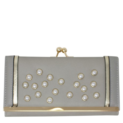 Embossed pearls details clutch - pearls,