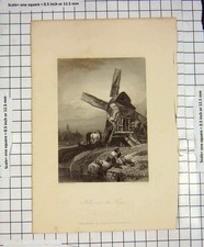 Original Old Antique Print