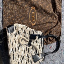 TOD'S Leather Canvas Drawstring Handbag Tote bag and dust bag