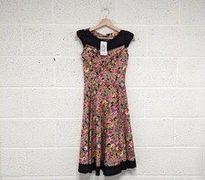 Hearts & Roses Floral Dress Fit & Flare Retro Style Size XS / UK 6 8 - New