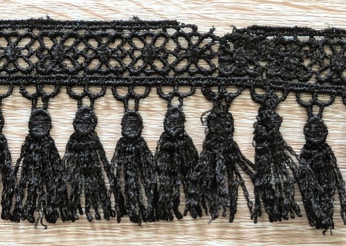 Black tassel guipure trim - guipure,