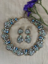 Multicoloured Zara Statement Necklace Bib Collar With Earrings