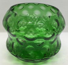 Vintage Green glass vase bowl