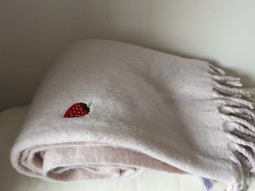 Natural embroidered strawberry - embroidered,