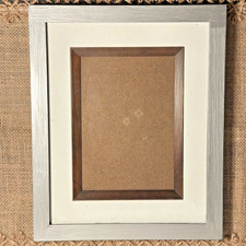 Wooden Photo Frame 10x15cm Silver Cream Brown Rustic Scandi Decor Hand Painted