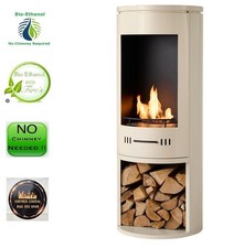BIO ETHANOL STOVE CREAM CYLINDER STOVE OPEN FRONTED  No chimney needed