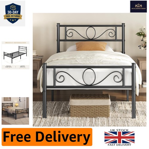 Sturdy metal single bed - metal, frame