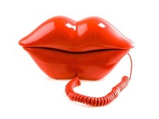 Lips telephone red wired