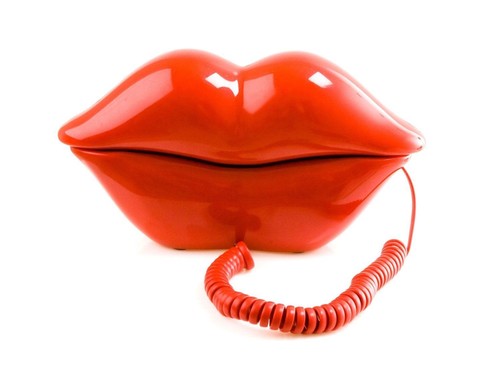 Lips telephone red wired