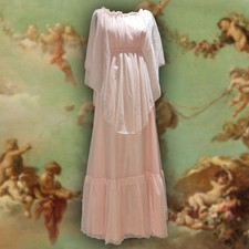 Vintage 1970s Peach Prairie Evening Bridesmaid Maxi Dress 12 Cottagecore BG14