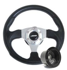 320mm Black Leather Steering Wheel + Boss fits Vauxhall Vectra A 2.0i GT 88-95