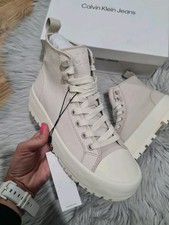 Calvin Klein Womens Beige Hybrid Hi Top Trainers Size 5UK Brand New